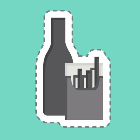 Sticker line cut Smoking Alcohol. related to Hepatologist symbol. simple design editable. simple illustrationのイラスト素材