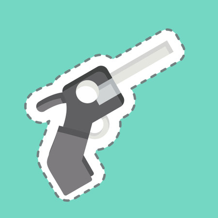 Sticker line cut Revolver. related to Weapons symbol. simple design editable. simple illustrationのイラスト素材