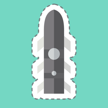 Sticker line cut Rocket. related to Weapons symbol. simple design editable. simple illustrationのイラスト素材