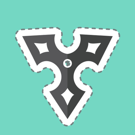 Sticker line cut Shuriken. related to Weapons symbol. simple design editable. simple illustrationのイラスト素材