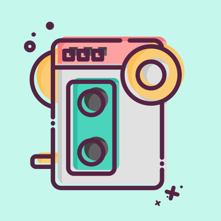 Icon Walkman. related to Hipster symbol. MBE style. simple design editable. simple illustrationのイラスト素材