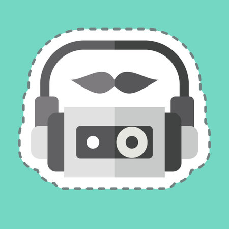 Sticker line cut Cassette. related to Hipster symbol. simple design editable. simple illustrationのイラスト素材
