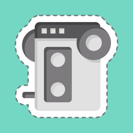 Sticker line cut Walkman. related to Hipster symbol. simple design editable. simple illustrationのイラスト素材