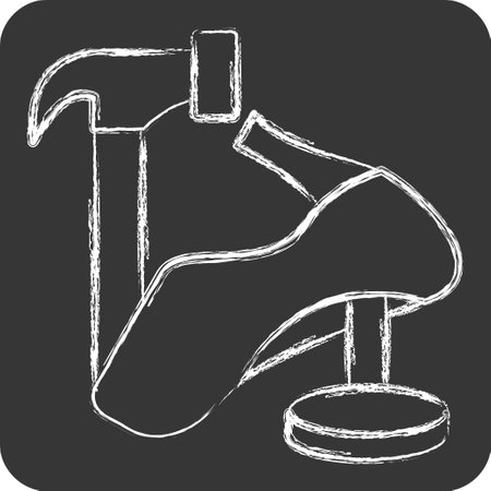 Icon Hammer. related to Shoemaker symbol. chalk Style. simple design editable. simple illustrationのイラスト素材