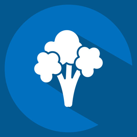 Icon Cauliflower. related to Vegan symbol. long shadow style. simple design editable. simple illustrationのイラスト素材