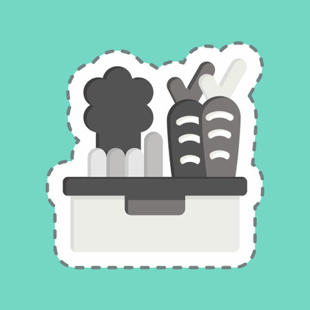 Sticker line cut Vegetable. related to Vegan symbol. simple design editable. simple illustrationのイラスト素材