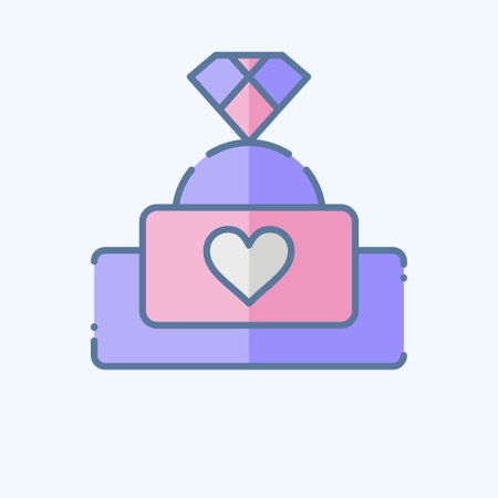 Icon Engagement Ring 2. related to Ring symbol. doodle style. simple design editable. simple illustrationのイラスト素材