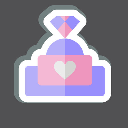 Sticker Engagement Ring 2. related to Ring symbol. simple design editable. simple illustrationのイラスト素材