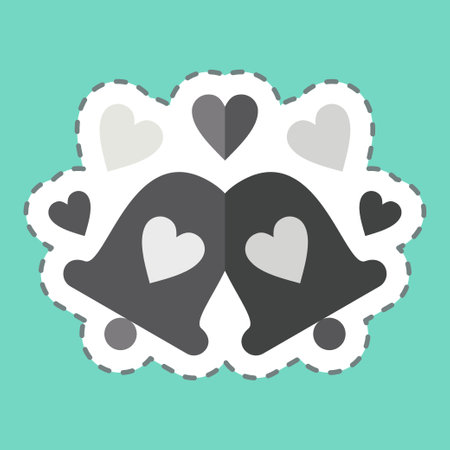 Sticker line cut Wedding Bells. related to Ring symbol. simple design editable. simple illustrationのイラスト素材