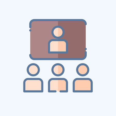 Icon Online Conference. related to Podcast symbol. doodle style. simple design editable. simple illustrationのイラスト素材