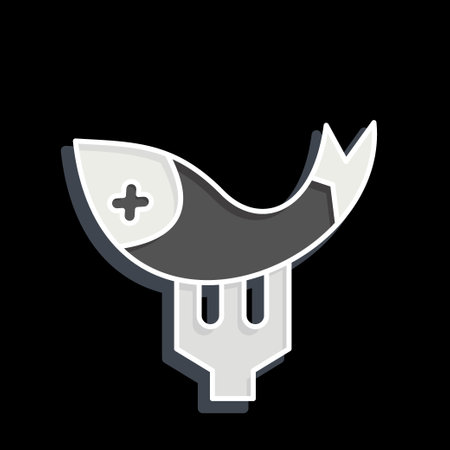 Icon Fish. related to Fast Food symbol. glossy style. simple design editable. simple illustrationのイラスト素材