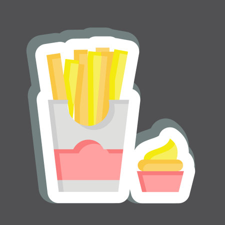 Sticker French Fries. related to Fast Food symbol. simple design editable. simple illustrationのイラスト素材