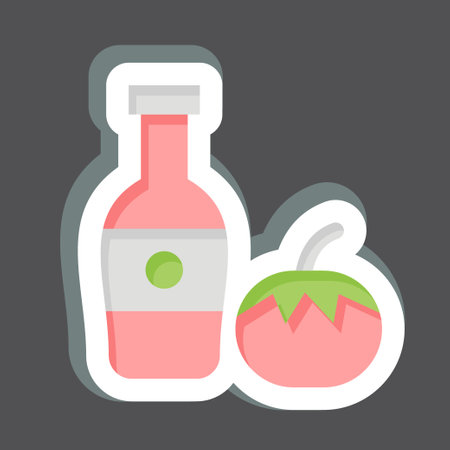 Sticker Ketchup. related to Fast Food symbol. simple design editable. simple illustrationのイラスト素材