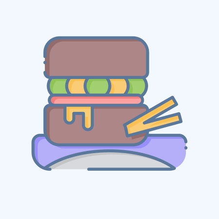 Icon Hamburger. related to Picnic symbol. doodle style. simple design editable. simple illustrationのイラスト素材