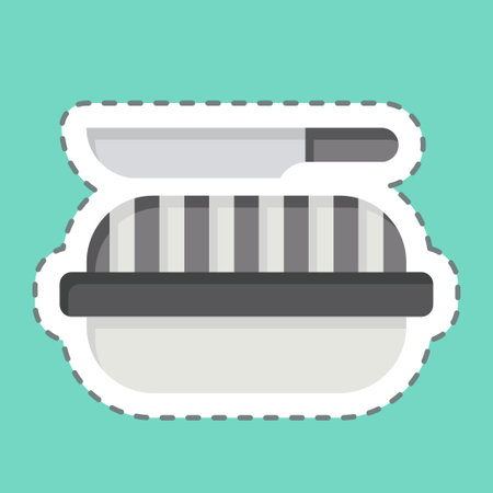 Sticker line cut Pie. related to Picnic symbol. simple design editable. simple illustrationのイラスト素材