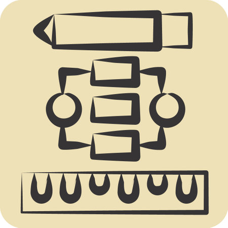 Icon Project Flowchart. related to Creative Concept symbol. hand drawn style. simple design editable. simple illustrationのイラスト素材