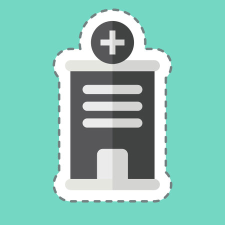 Sticker line cut Hospital. related to Medical symbol. simple design editable. simple illustrationのイラスト素材