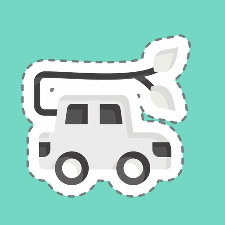 Sticker line cut Car Charging. related to Ecology symbol. simple design editable. simple illustrationのイラスト素材