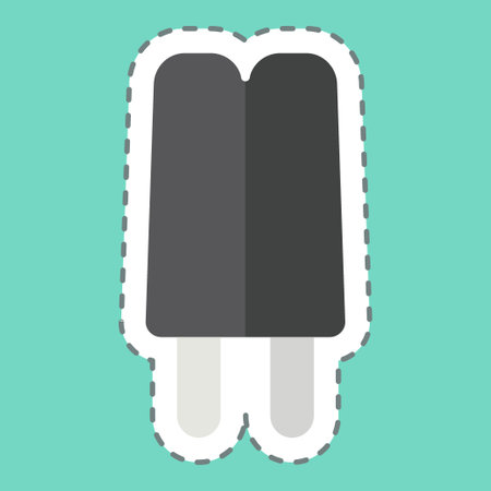 Sticker line cut Popsicle. related to Milk and Drink symbol. simple design editable. simple illustrationのイラスト素材