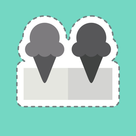 Sticker line cut Ice Cream 3. related to Milk and Drink symbol. simple design editable. simple illustrationのイラスト素材