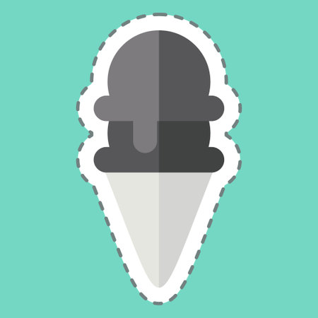 Sticker line cut Ice Cream 4. related to Milk and Drink symbol. simple design editable. simple illustrationのイラスト素材