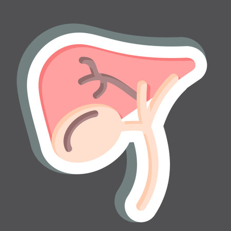 Sticker Gallbladder. related to Human Organ symbol. simple design editable. simple illustrationのイラスト素材