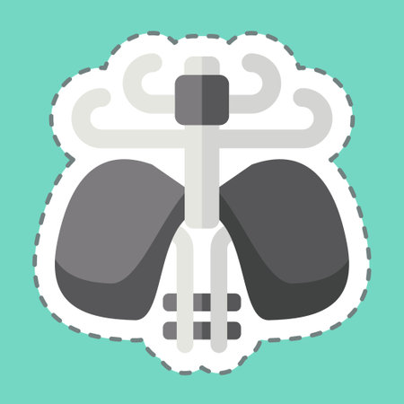 Sticker line cut Diaphragm. related to Human Organ symbol. simple design editable. simple illustrationのイラスト素材