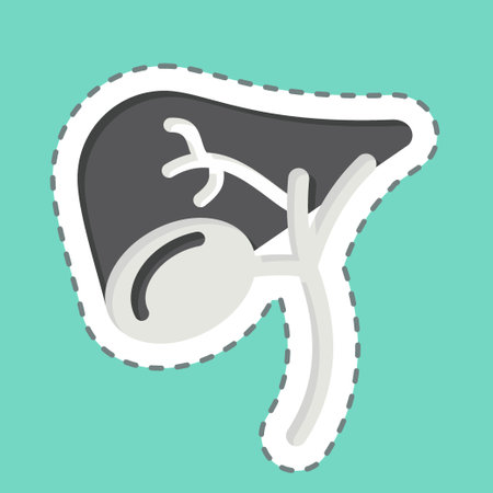 Sticker line cut Gallbladder. related to Human Organ symbol. simple design editable. simple illustrationのイラスト素材