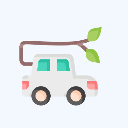 Icon Car Charging. related to Ecology symbol. flat style. simple design editable. simple illustrationのイラスト素材