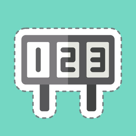 Sticker line cut Scoreboard. related to Hockey Sports symbol. simple design editableのイラスト素材