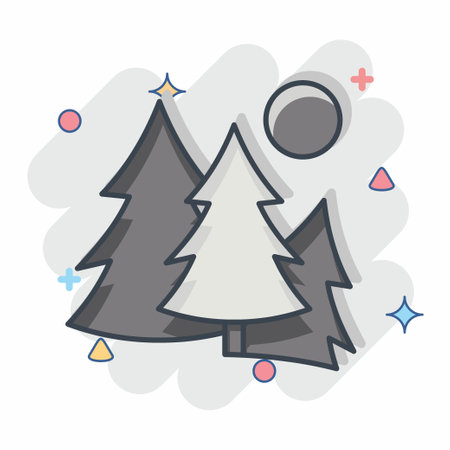 Icon Forest. related to Leisure and Travel symbol. comic style. simple design illustration.のイラスト素材