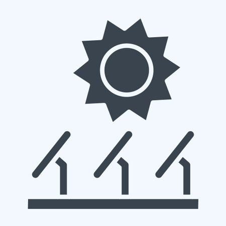 Icon Solar Plant. related to Solar Panel symbol. glyph style. simple design illustration.のイラスト素材