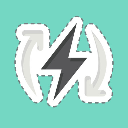 Sticker line cut Renewable Energy. related to Solar Panel symbol. simple design illustration.のイラスト素材