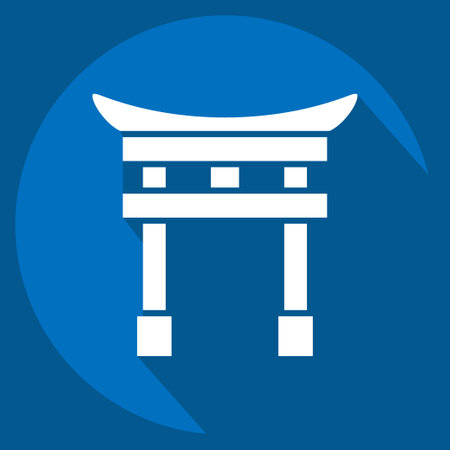Icon Tori Gate. related to Japan symbol. long shadow style. simple design illustration.のイラスト素材