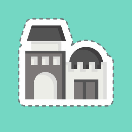 Sticker line cut Arab House. related to Qatar symbol. simple design illustration.のイラスト素材