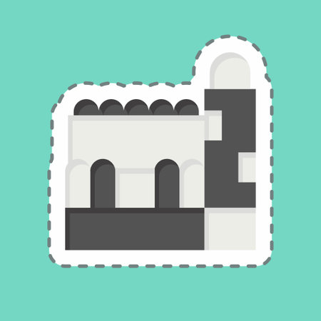 Sticker line cut Mosque. related to Qatar symbol. simple design illustration.のイラスト素材
