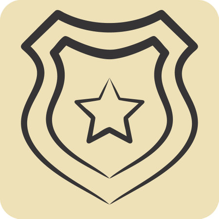 Icon Protection Shield. related to Military And Army symbol. hand drawn style. simple design illustrationのイラスト素材