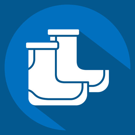 Icon Boots. related to Diving symbol. long shadow style. simple design illustrationのイラスト素材