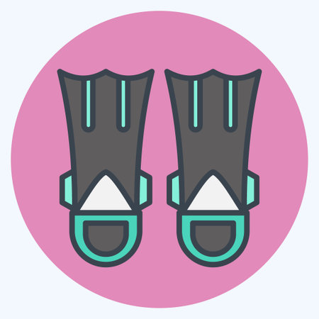 Icon Fins Diving. related to Diving symbol. color mate style. simple design illustrationのイラスト素材