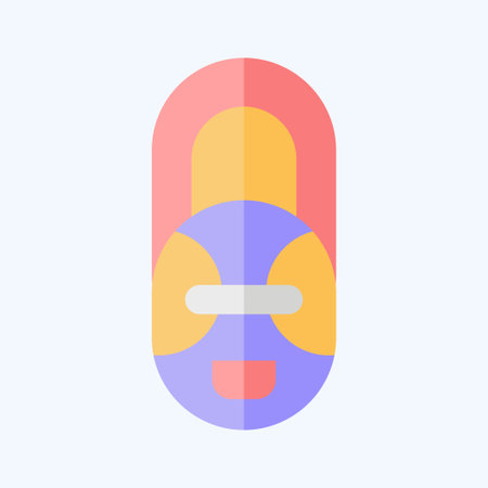 Icon African Mask. related to South Africa symbol. flat style. simple design illustrationのイラスト素材