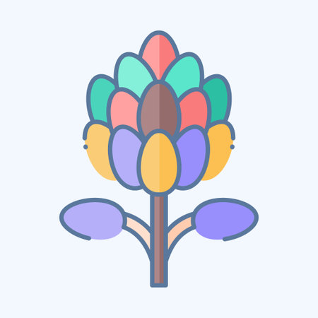 Icon King Protea. related to South Africa symbol. doodle style. simple design illustrationのイラスト素材