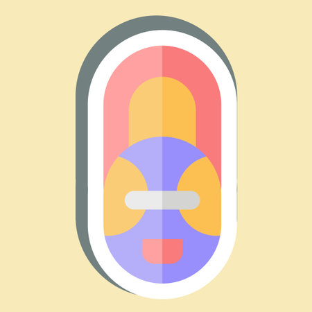 Sticker African Mask. related to South Africa symbol. simple design illustrationのイラスト素材