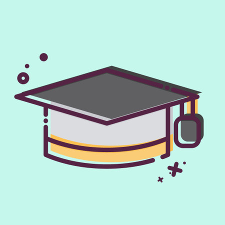 Icon Graduation Hat. related to Learning symbol. MBE style. simple design illustrationのイラスト素材