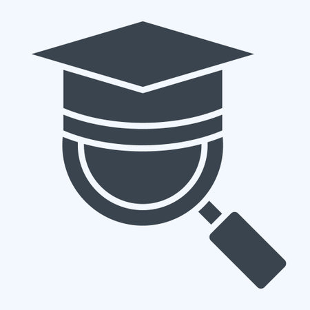Icon Magnify Mortar Board. related to Learning symbol. glyph style. simple design illustrationのイラスト素材