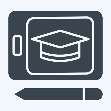 Icon Tablet Education. related to Learning symbol. glyph style. simple design illustrationのイラスト素材