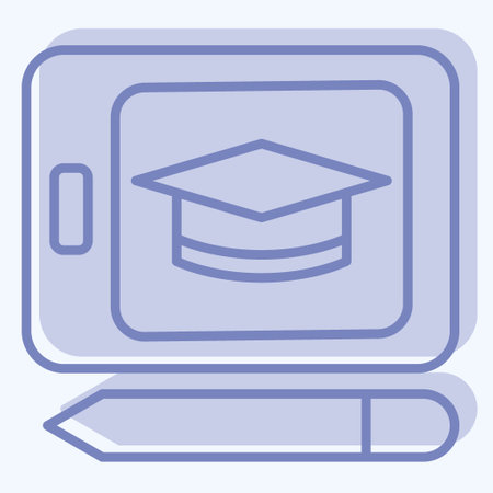 Icon Tablet Education. related to Learning symbol. two tone style. simple design illustrationのイラスト素材
