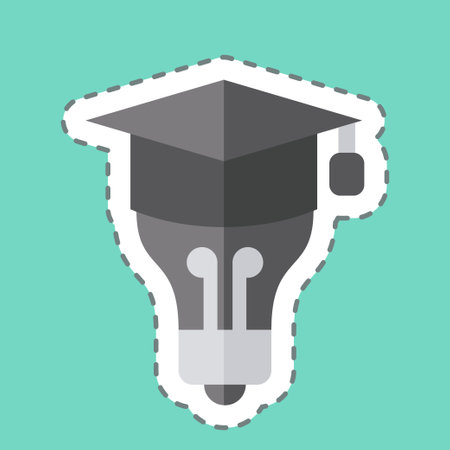 Sticker line cut Graduation Idea. related to Learning symbol. simple design illustrationのイラスト素材