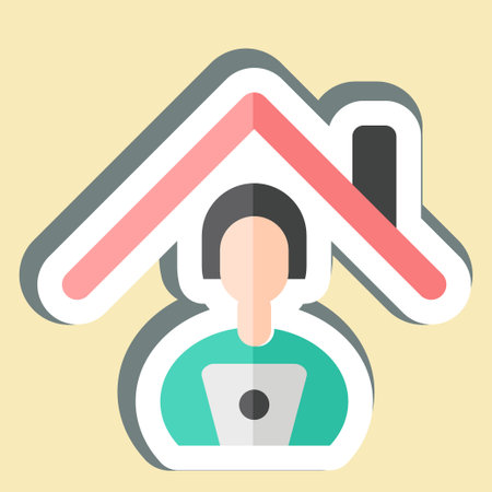Sticker Distance Learning. related to Remote Working symbol. simple design illustrationのイラスト素材