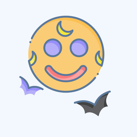 Icon Full Moon. related to Halloween symbol. doodle style. simple design illustrationのイラスト素材