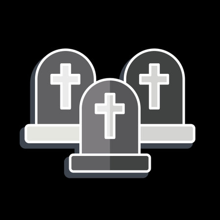Icon Graveyard. related to Halloween symbol. glossy style. simple design illustrationのイラスト素材